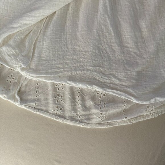 Brave Soul M White Eyelet Embroidered Cutout Tie-Back Button Midi Dress - Picture 6 of 12